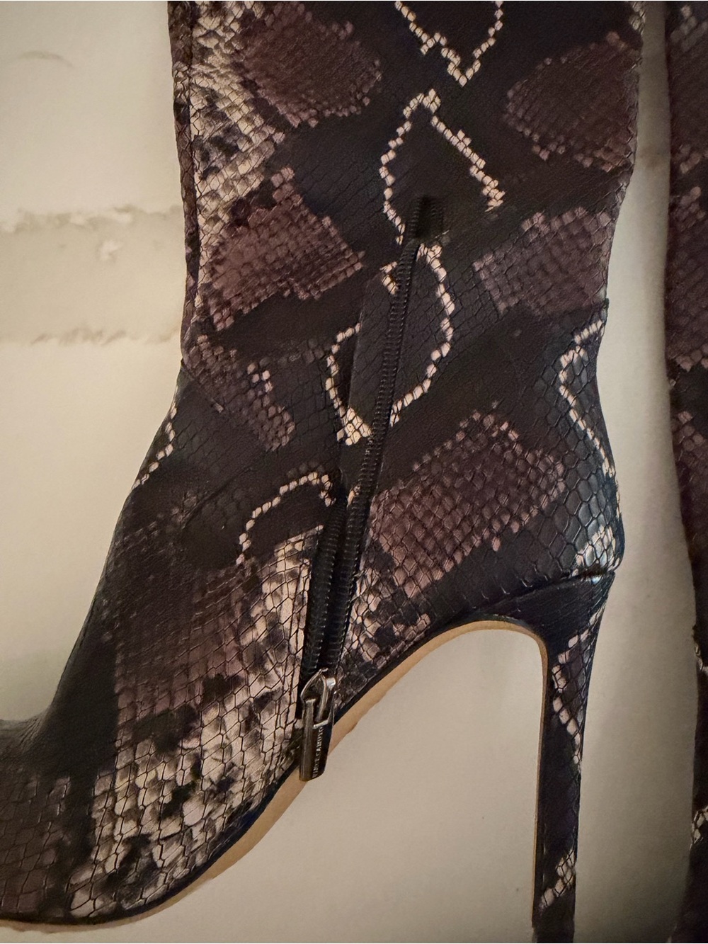 Vince Camuto Snake-Print Pointed-Toe Stiletto Knee Boots - Picture 2 of 4